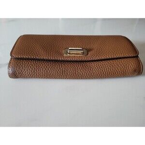 Michael Kors Tan Long Pebbled Leather Turn Lock Wallet